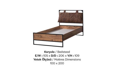 Loft Genç Odası 100*200 cm Başlıklı Karyola