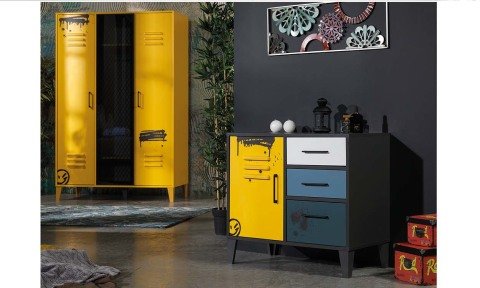 Loft Genç Odası 3 Kapaklı Dolap