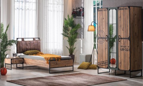 Loft Genç Odası 3 Kapaklı Dolap