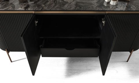 Tesla Siyah-Bronz Yemek Odası Takımı