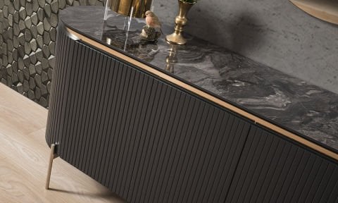 Tesla Siyah-Bronz Yemek Odası Konsol