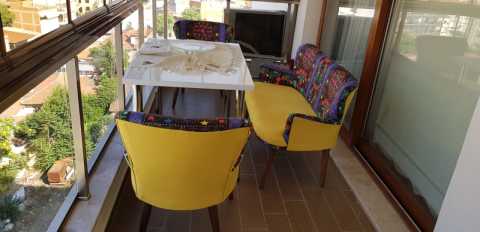 Etnik Desen Sarı 2+1+1+Sehpalı Çay Seti (Balkon, Salon, Ofis, Cafe)