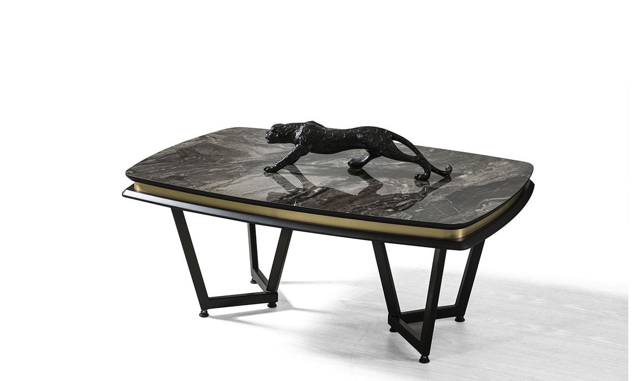 Tesla Siyah- Gold Orta Sehpa