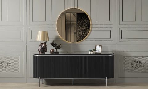 Tesla Siyah-Gümüş Yemek Odası Takımı