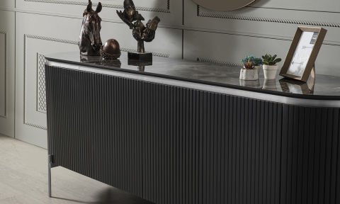 Tesla Siyah-Gümüş Yemek Odası Takımı