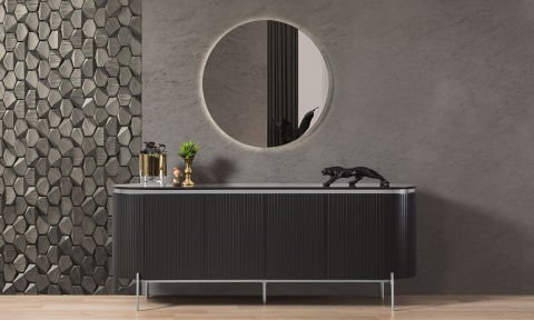 Tesla Siyah-Gümüş Yemek Odası Takımı