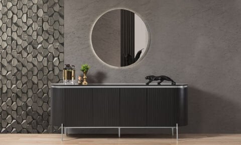 Tesla Siyah-Gümüş Yemek Odası Konsol