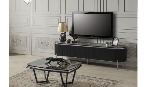 Tesla Siyah- Gümüş Orta Sehpa