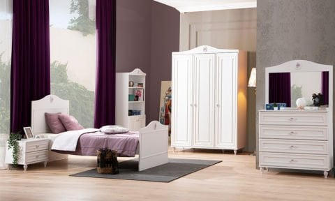 Bianca Genç Odası Takımı (3 Kapılı Dolap * Karyola*Komodin)