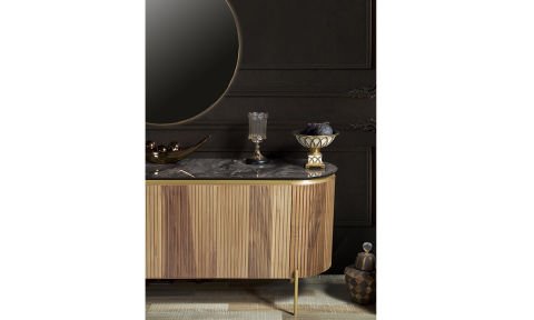 Tesla Ceviz-Gold Yemek Odası Takımı