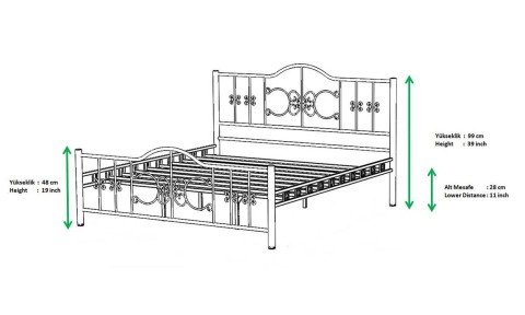 Perra Metal Ferforje Çift Kişilik Karyola 150*200 cm