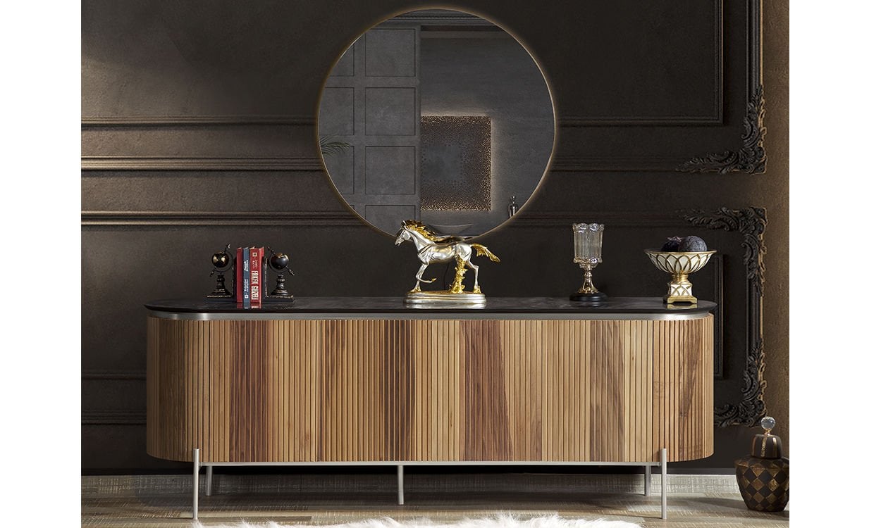 Tesla Ceviz-Gümüş Yemek Odası Konsol