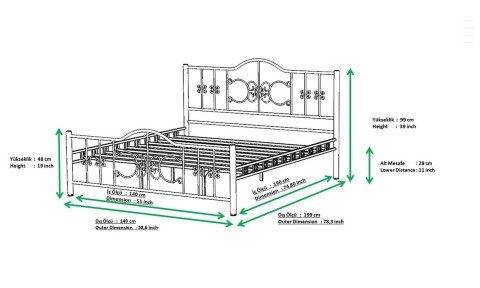 Perra Metal Ferforje Çift Kişilik Karyola 160*200 cm