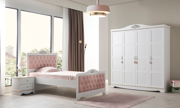 Sahra Genç Odası(4 Kapılı Dolap, Karyola, Komodin)