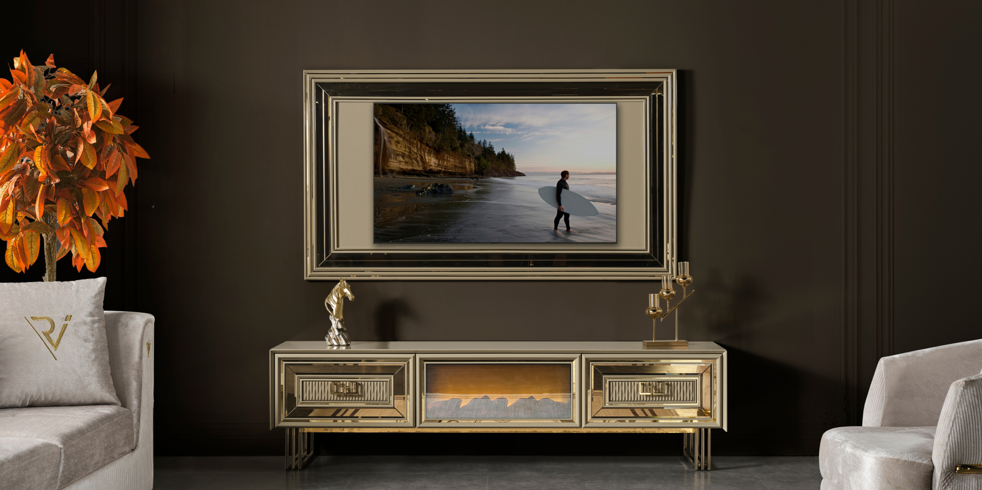 Aspendosa Şömineli TV Ünitesi