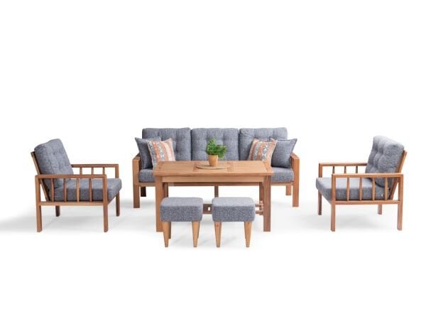 Neva ( 3+2+1+1+masa+2 adet puf ) Bahçe Mobilyası