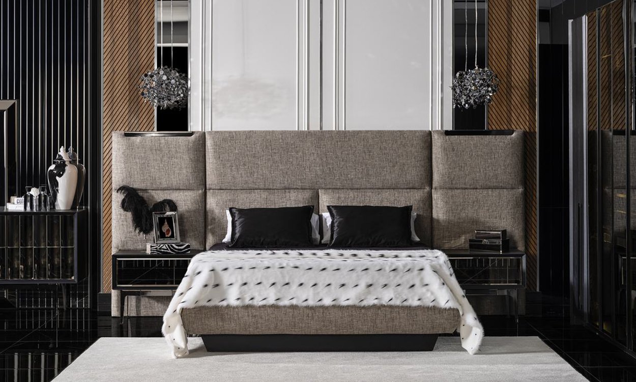 Lucca Yatak Odası Panolu 160*200 Başlıklı Karyola