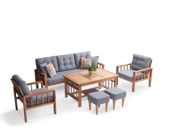 Neva ( 2+1+1+masa+2adet puf ) Bahçe Mobilyası