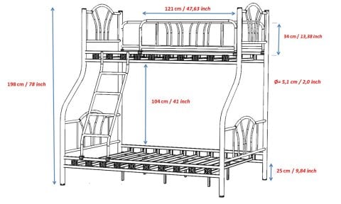 Stil 3 kişilik Metal Ranza 90*200 - 140*200 cm