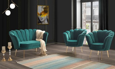 İnci Zümrüt  Çay Seti İkili Koltuk (Salon, Balkon, Cafe Ofis)