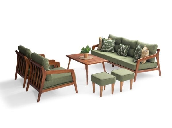 Güneşli ( 3+2+1+1+sehpa+2 adet puf ) Bahçe Mobilyası