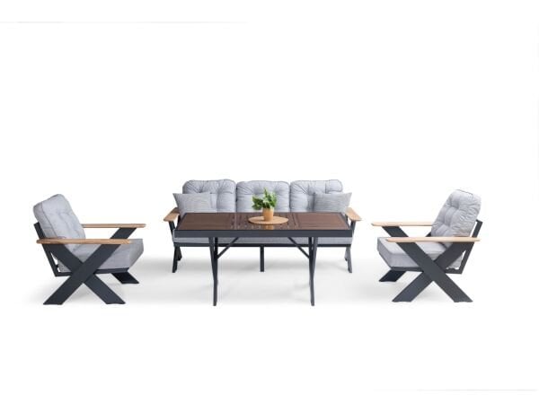 X Alüminyum Bahçe Mobilyası ( üçlü )
