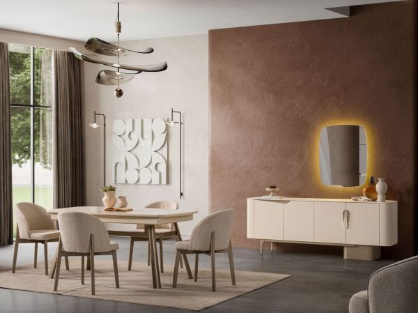 Stellas  Yemek Odası (Masa ve 6 Sandalye - Seramik Kaplama)