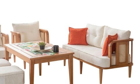 Flora Bahçe Mobilyası (Salon, Balkon, Cafe, Ofis) 2+1+1+Masa