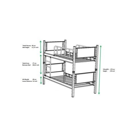 Yurt Ferforje Metal/Ahşap Tek Kişilik Ranza 90x190 cm (Krem)