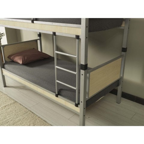 Yurt Ferforje Metal/Ahşap Tek Kişilik Ranza 90x200 cm (Krem)