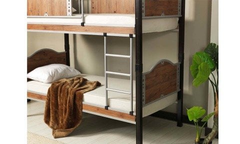 Tarz Metal Ahşap Tek Kişilik Ranza  90*200 cm