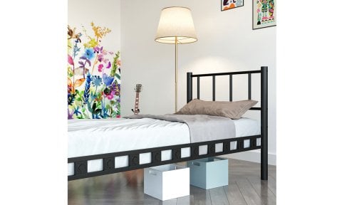 Zambak Metal Ferforje Tek Kişilik Yavrulu Başlıklı Karyola 90*190 cm