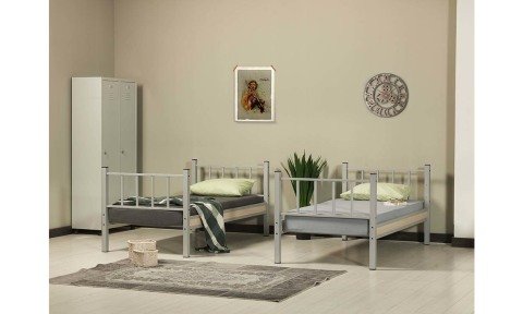 Yurt Ferforje Metal Tek Kişilik Ranza 90*190 cm (Gri)