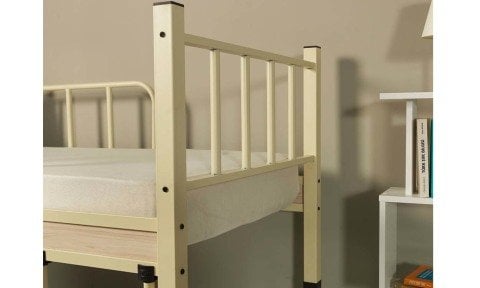 Yurt Ferforje Metal Tek Kişilik Ranza 90x200 cm (Krem)