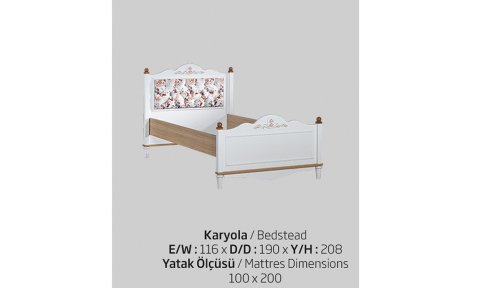 Flora Genç Odası 100x200 cm Başlıklı Karyola