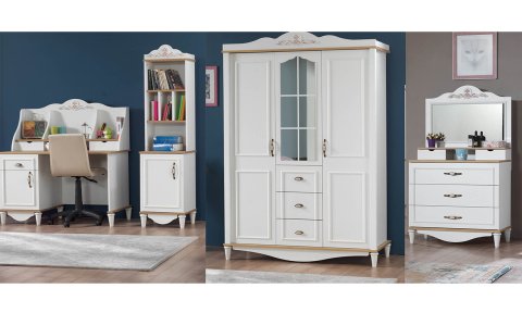 Flora Genç Odası 3 Kapılı Dolap