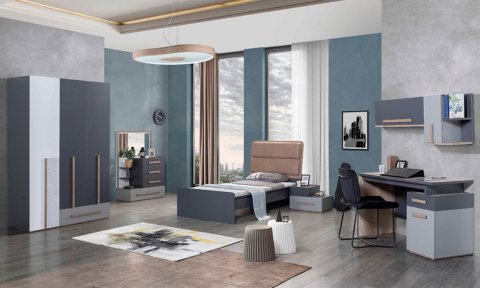 City Genç Odası Takımı (3 Kapılı Dolap * 100-200 Başlıklı Karyola* Komodin)