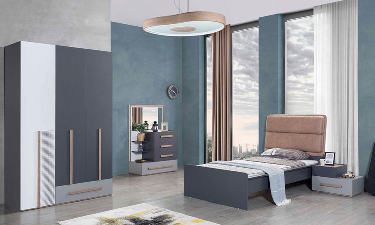 City Genç Odası Takımı (3 Kapılı Dolap * 100-200 Başlıklı Karyola* Komodin)