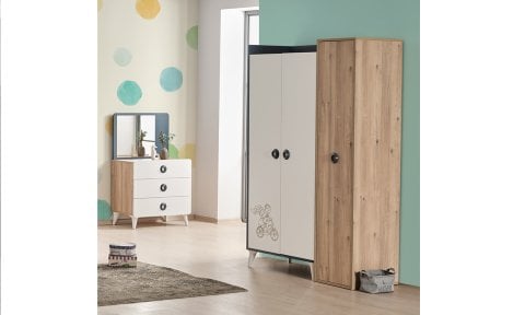Masal Yeşil Montessori Çocuk Takımı (3 Kapılı Dolap*Montessori Karyola*Şifonyer)
