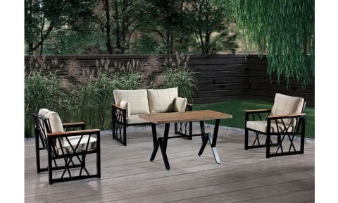 Açelya Krem 2+1+1+Masa Bahçe Mobilyası(Salon,Balkon,Cafe,Ofis)