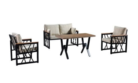 Açelya Krem 2+1+1+Masa Bahçe Mobilyası(Salon,Balkon,Cafe,Ofis)
