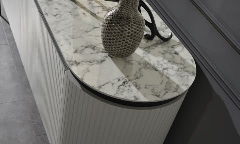 Tesla Beyaz -Mermer Tv Sehpası