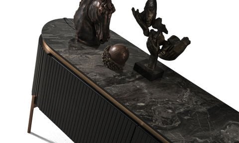 Tesla Siyah-Bronz Tv Sehpası