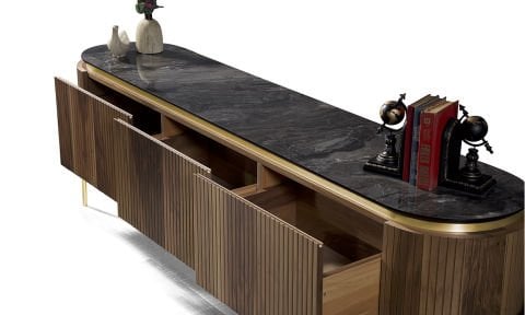 Tesla Ceviz-Gold Tv Sehpası