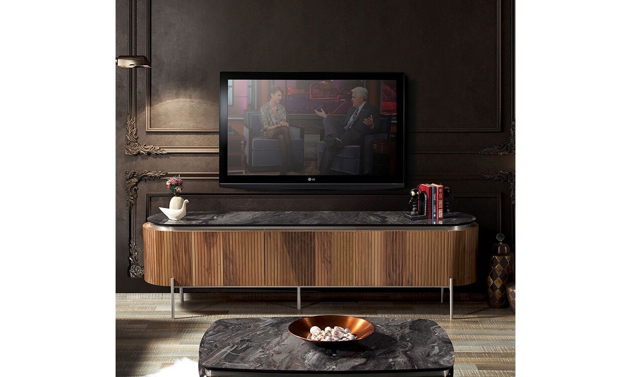 Tesla Ceviz-Gümüş Tv Sehpası