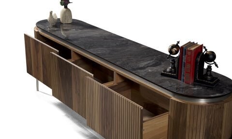 Tesla Ceviz-Gümüş Tv Sehpası