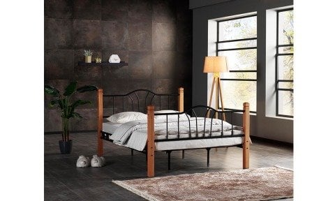 İzlanda Metal/Ahşap Tek Kişilik Karyola 120*200 cm