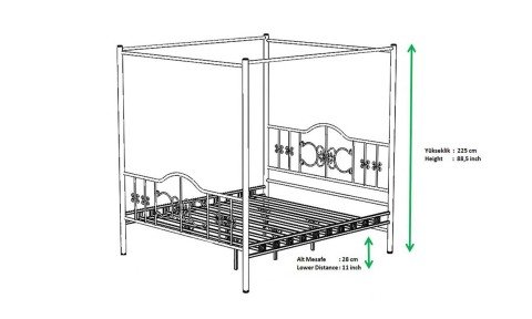 Perra Sultan Ferforje Metal Tek Kişilik Karyola 120*200 cm