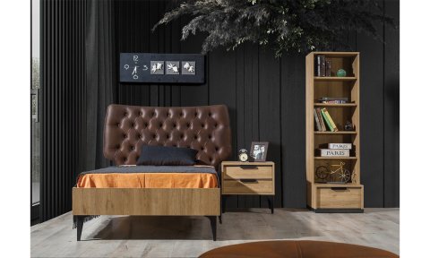 Kolezyum Dışbudak Genç Odası Takımı (3 Kapılı Reflekte Dolap, Komodin, 100*200 cm Başlıklı Karyola)