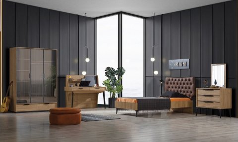 Kolezyum Ceviz Genç Odası (100*200 cm Tek Kişilik Başlıklı Baza)